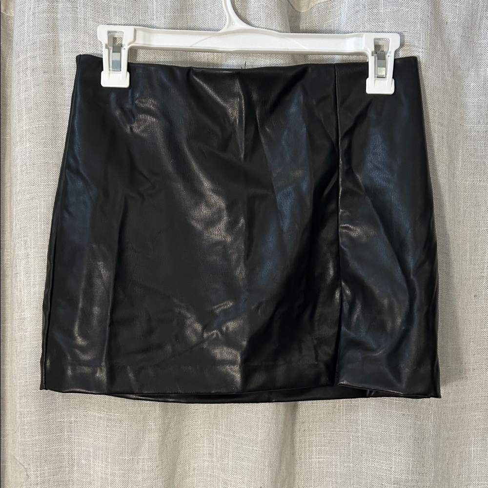 Divided Black Faux Leather Mini Skirt